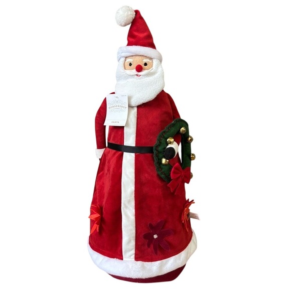 Wondershop Red and White Santa Claus Plush w/ Christmas Wreath Door Greeter 22" - Picture 1 of 16